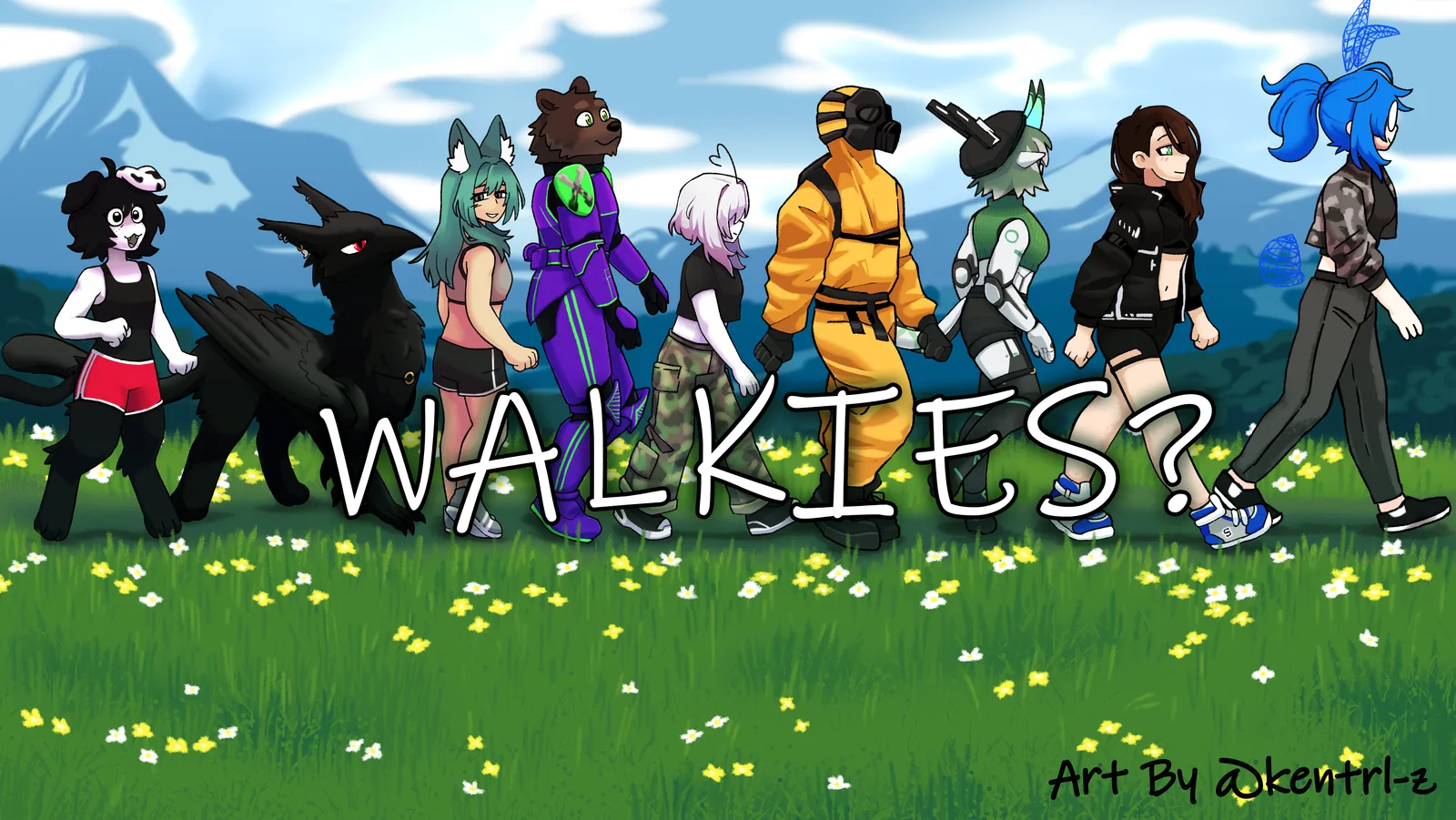 Members of the Walkies VRChat community walking together